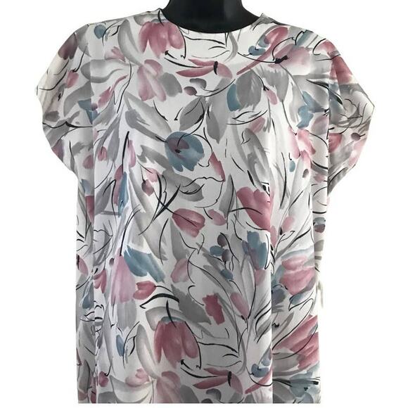 Vintage Plus Size Spring Tulip Floral Dress 1980s Size 16 - Picture 3 of 7